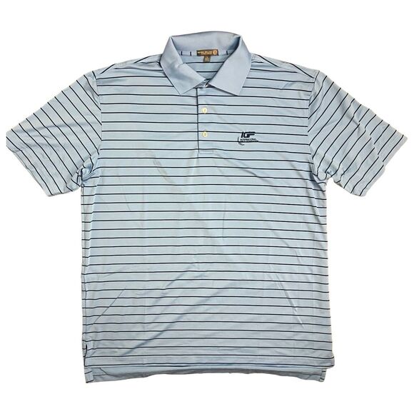 Peter Millar Polo L Blue Striped International Golf Federation Summer Comfort - Picture 9 of 9